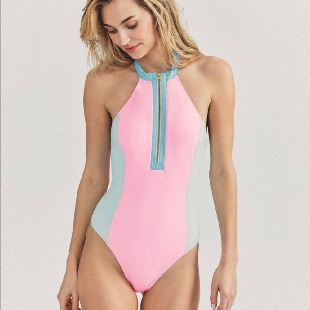 loveshackfancy x hurley colorblock one piece